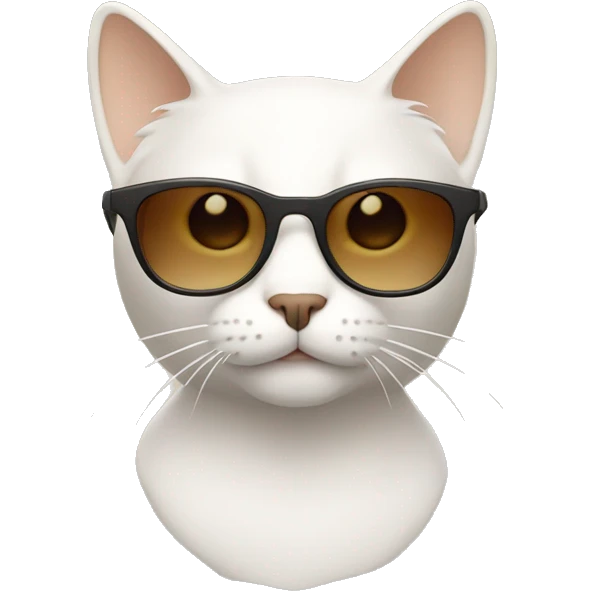 Cat with sunglasses white light brown emoji