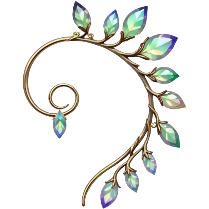 Elvish Druidic natural realistic iridescent fae shiny sparkly translucent diaphanous ear climber ear cuff ear piece apparel emoji