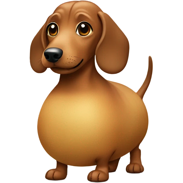Old dachshund dressed in a potato costume emoji