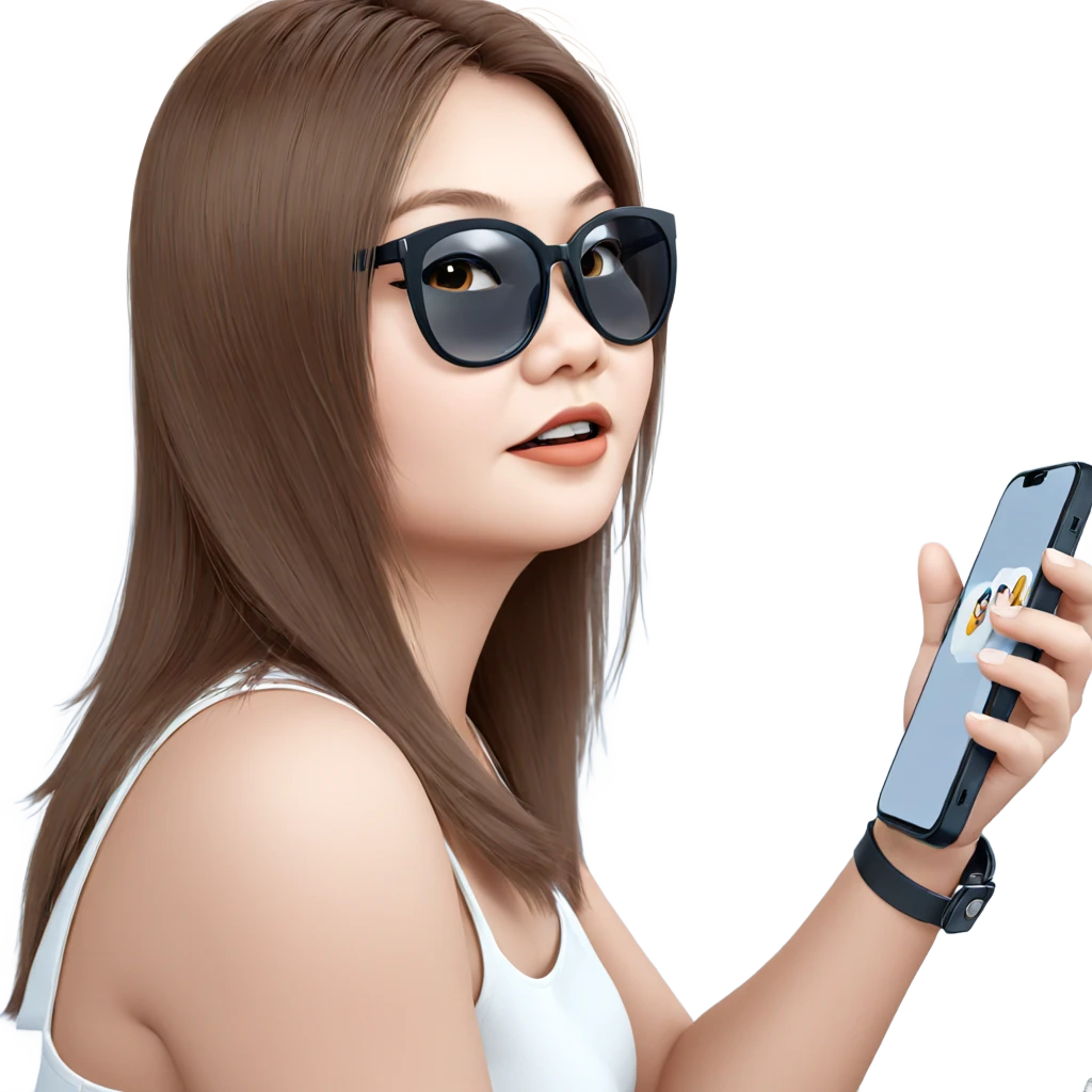 stylish girl with smartphone emoji