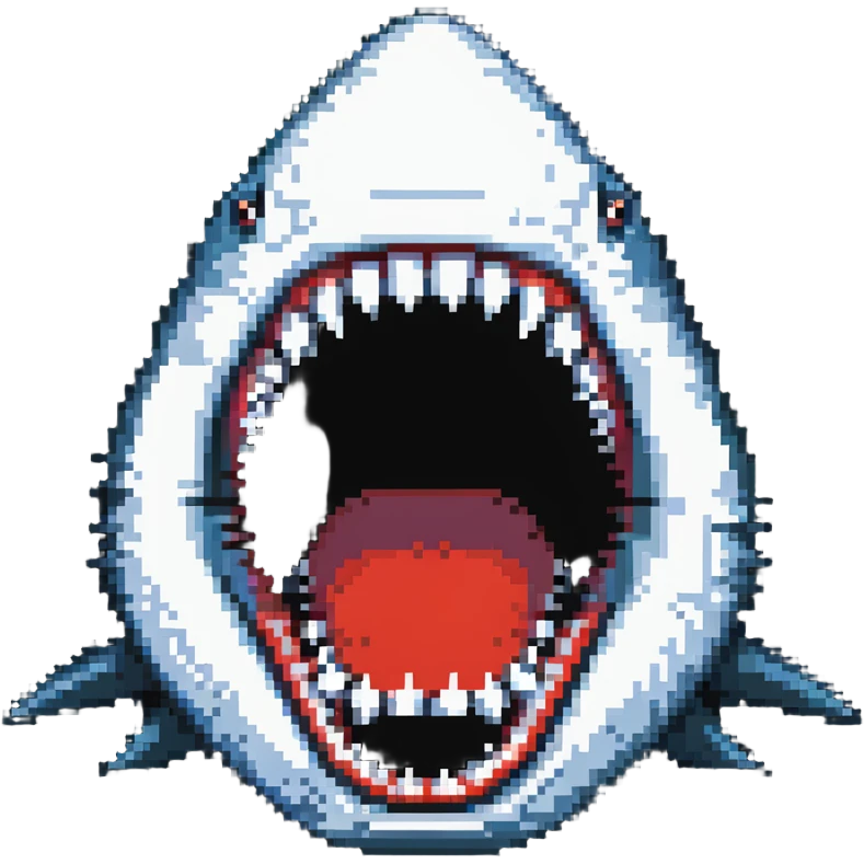 shark face close-up with pointy white teeth in open jaws emoji