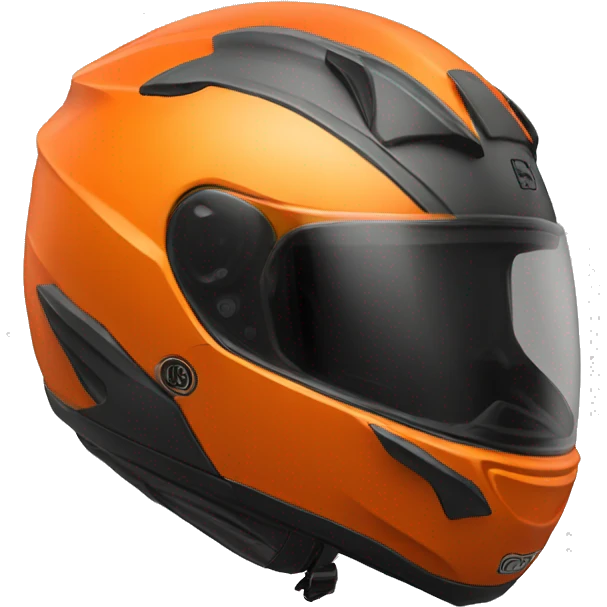complete orange motorcycle helmet side angle emoji