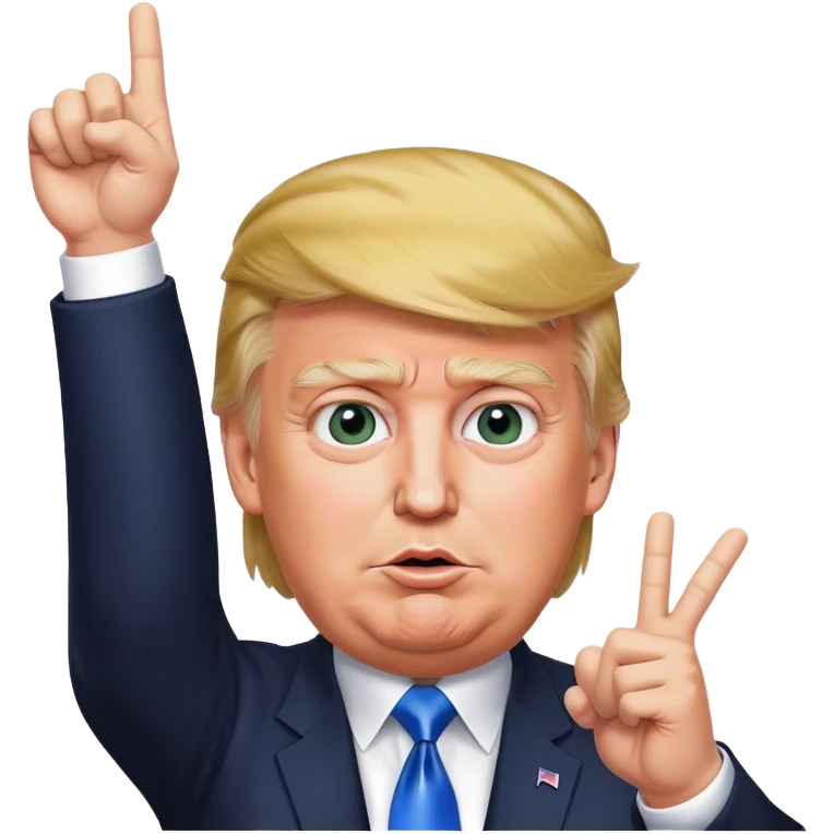 Donald  Trump shows hand  victory hyperrealistic emoji
