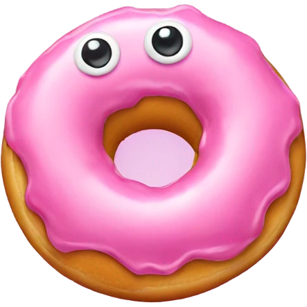 pink doughnut waving emoji