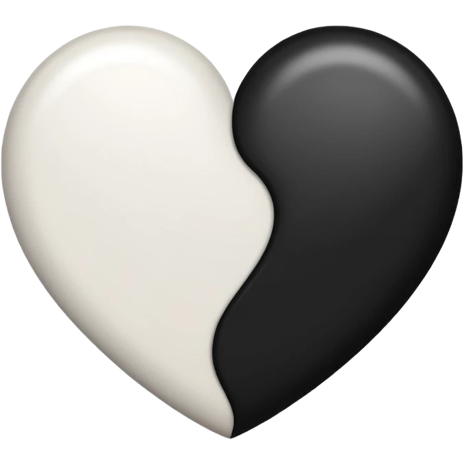 Half white half black heart emoji