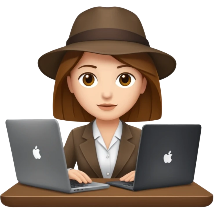 Mach mir einen Trader der in einem Schreibtischstuhl sitzt mit einem Laptop. vor sich am tisch. Aber er soll alleine sein. Mach ihn mit anzug und braunen haaren emoji