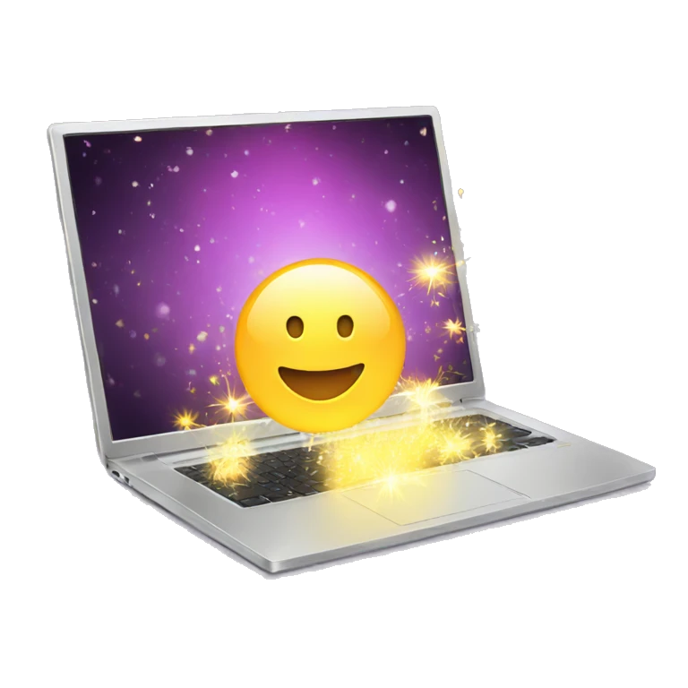 laptop and sparkling emoji
