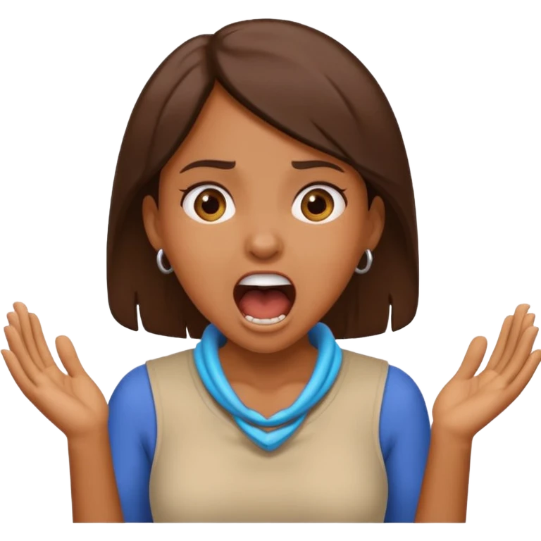 Brown girl having her hands on her neck screaming  emoji