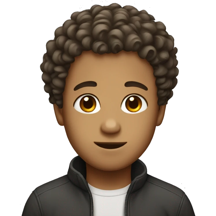 a Boy with curly hair and a staight hairline emoji