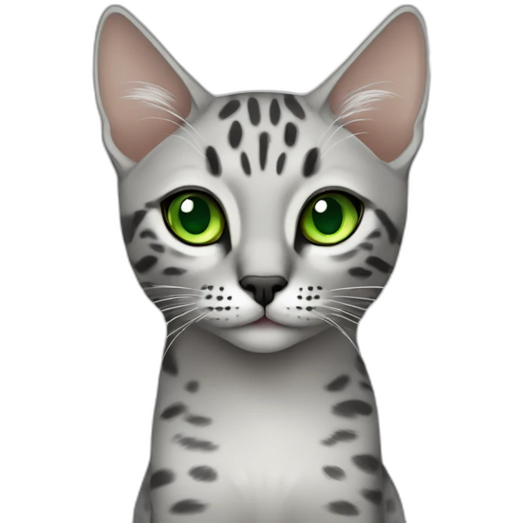 Egyptian Mau cat with green eyes emoji