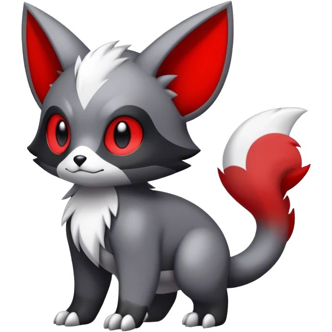 Cute cool black red white grey animal hybrid Fakemon full body emoji