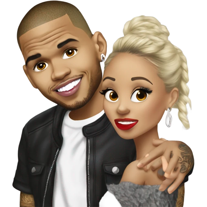 Hyper Realistic Chris Brown  Karruche Tran romantic photo  emoji