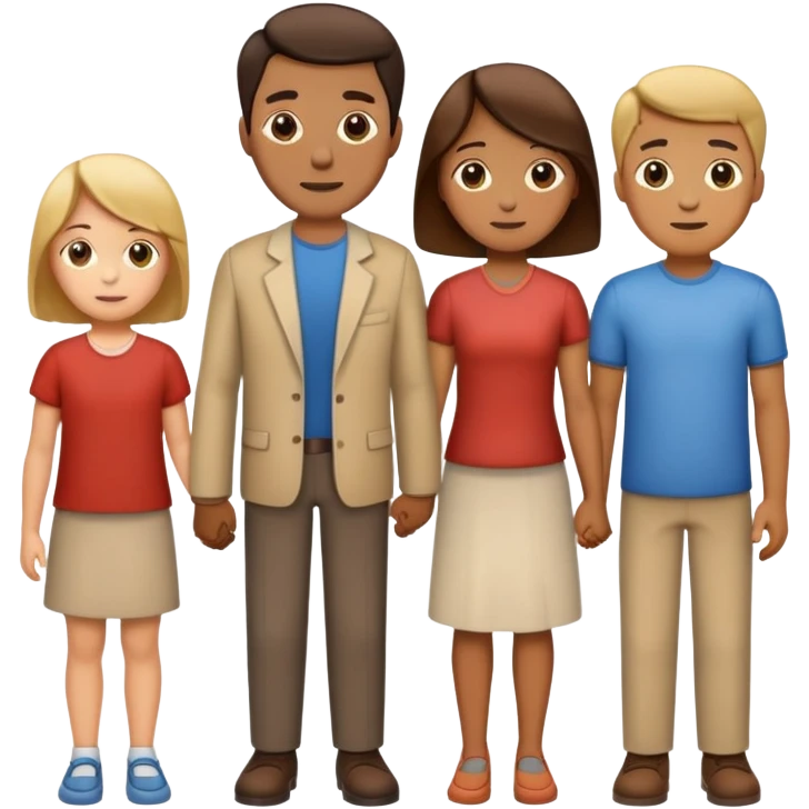 family with one mother, one father, two boys and one girl standing together emoji