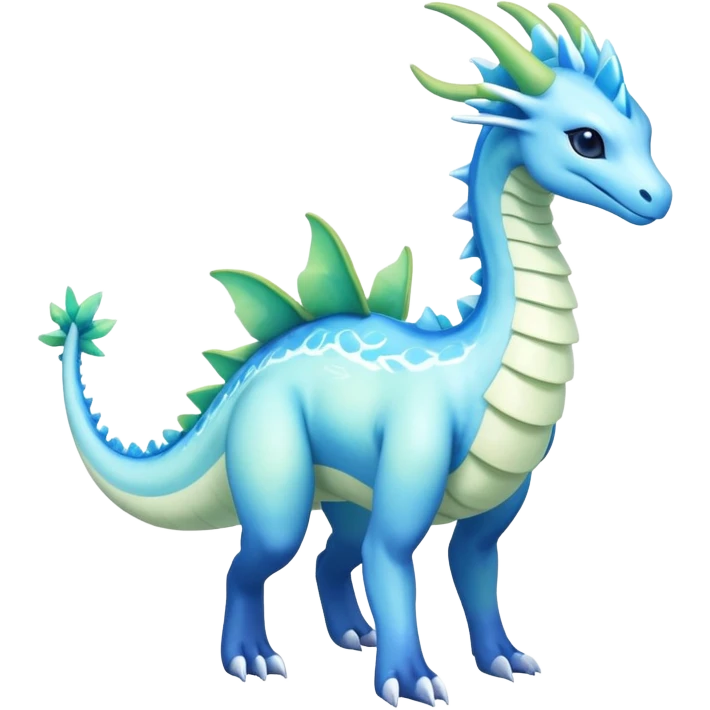Exotic Rare Shiny Epic Ethereal Meganium-Amaura-Aurorus-Dragonair-hybrid, full body emoji