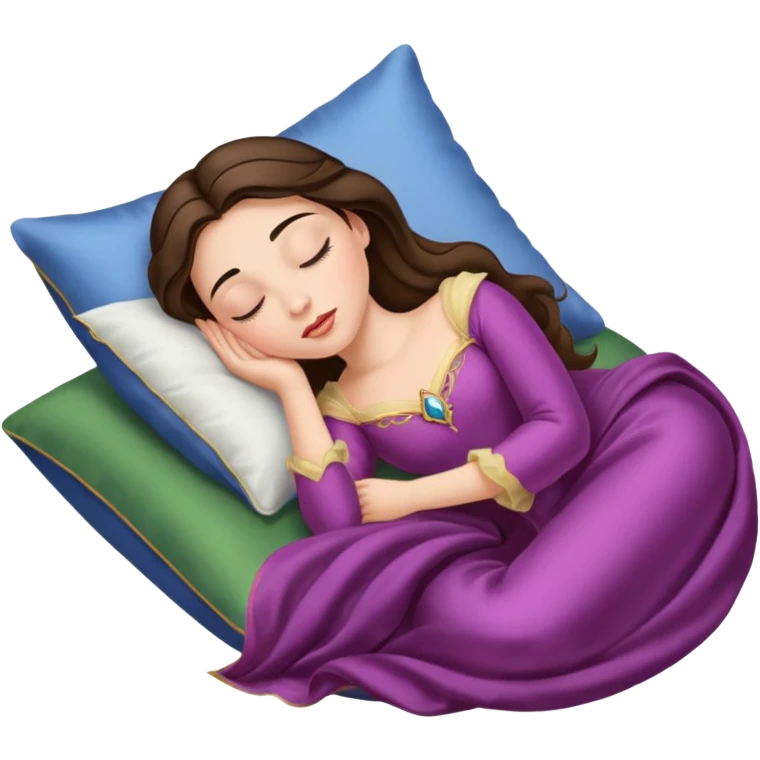 sleeping beauty brunette white girl with a silk pillow emoji