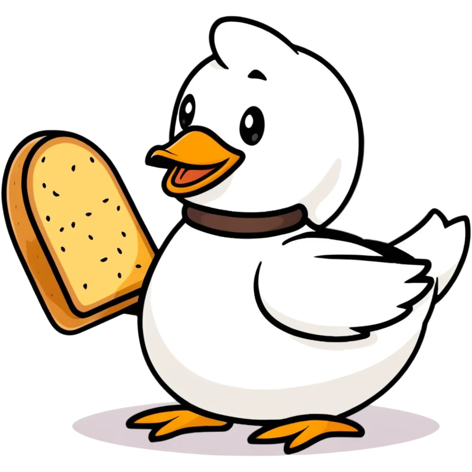 plain duck serving fresh gluten bread emoji