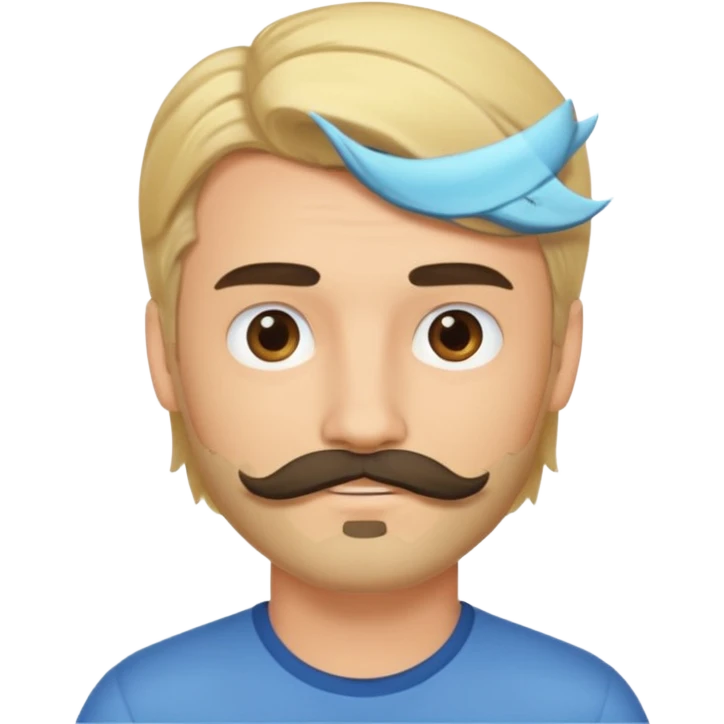 cute blonde guy with mullet and a dark beard with moustache emoji