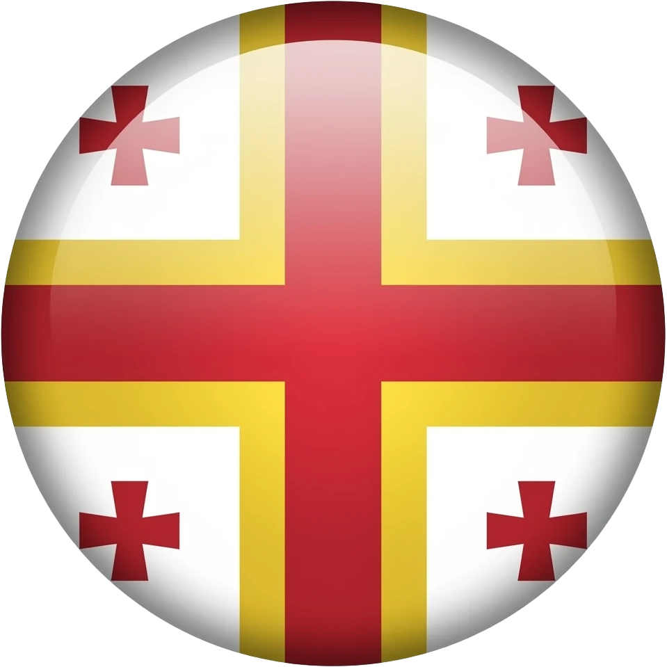 Classic republic Georgia's flag emoji but the middle big cross having gold outline but inside the flag in middle cross emoji