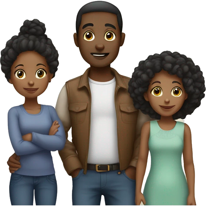 black family of 5 - mum,dad,older brother, younger brother, baby sister emoji