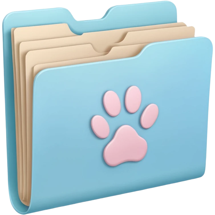 a pastel folder of documents with a pawprint on it emoji