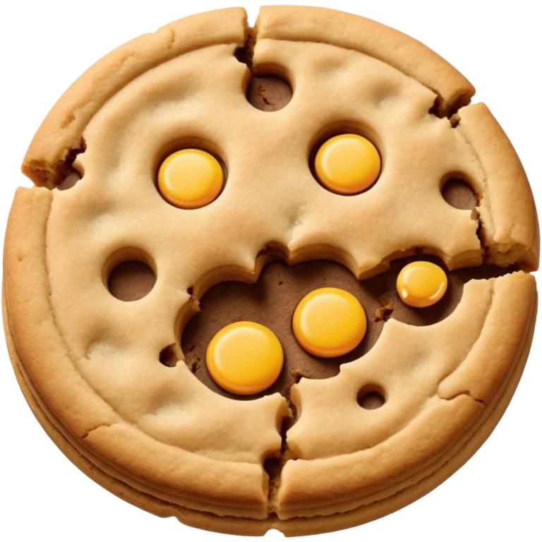 Two plain cookies, one bitten emoji