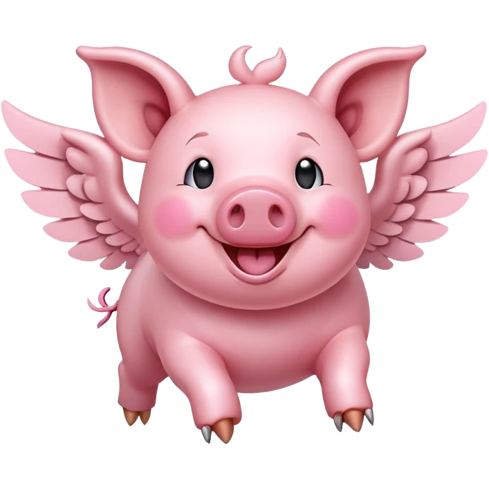 smiley face winged flying pig  emoji
