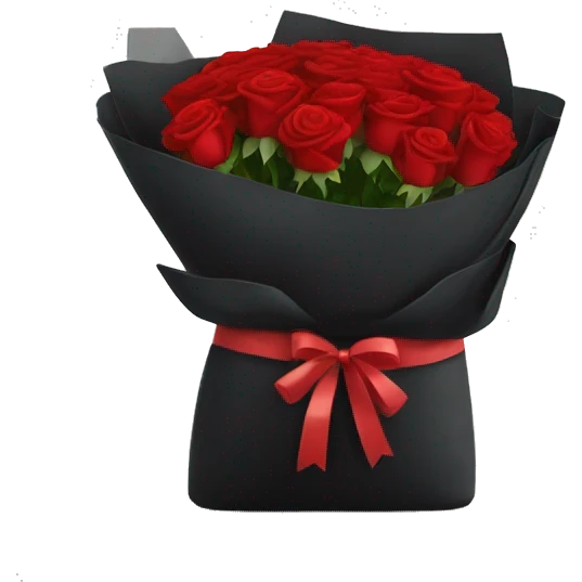 Bouquet of red roses in a black package emoji