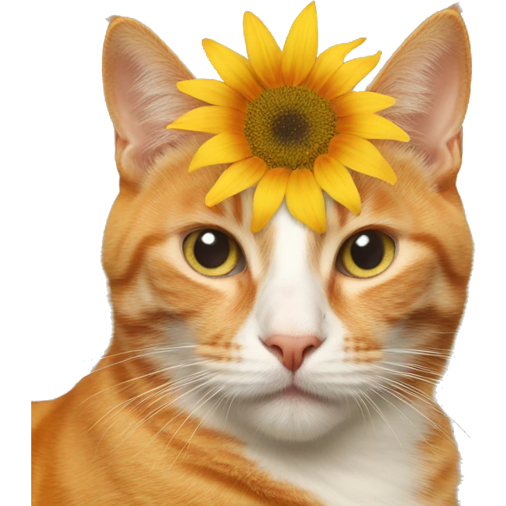 Orange cat, with sunflower on head  emoji