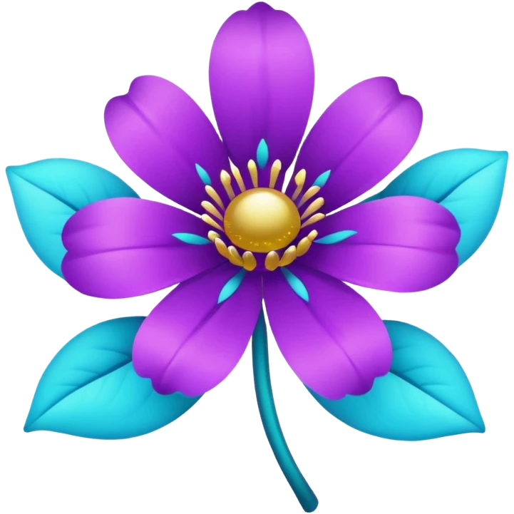 glitter purple and cian flower emoji