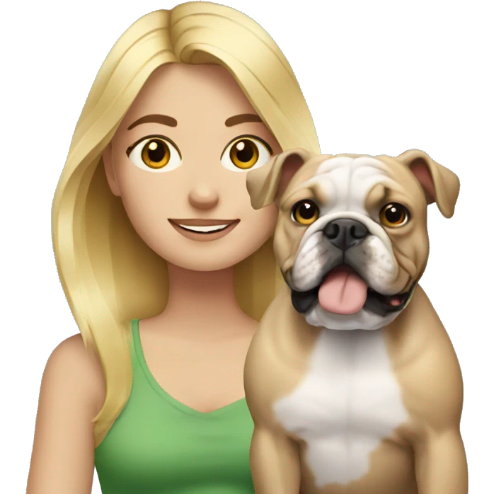 Blonde girl with bulldog emoji