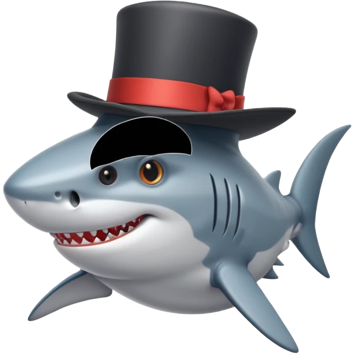 Shark with a top hat emoji