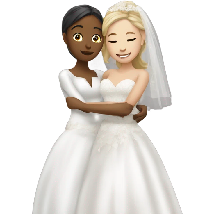 Bride and friend hugging  emoji
