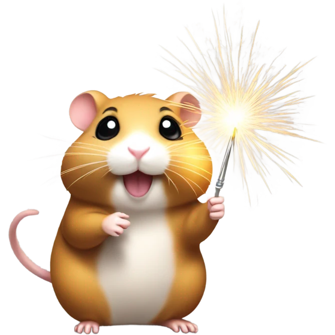 Christmas hamster with sparkler emoji