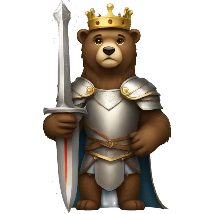 king arthur holding excalibur as a cute bear emoji