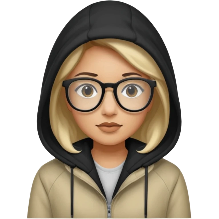 woman in hooded jackets and glasses emoji