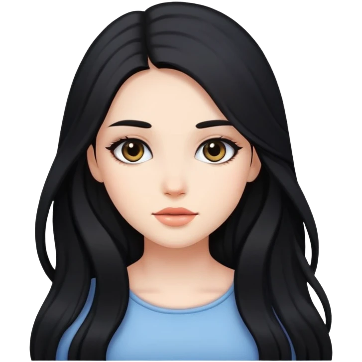 black long hair with soft make up girl
 emoji