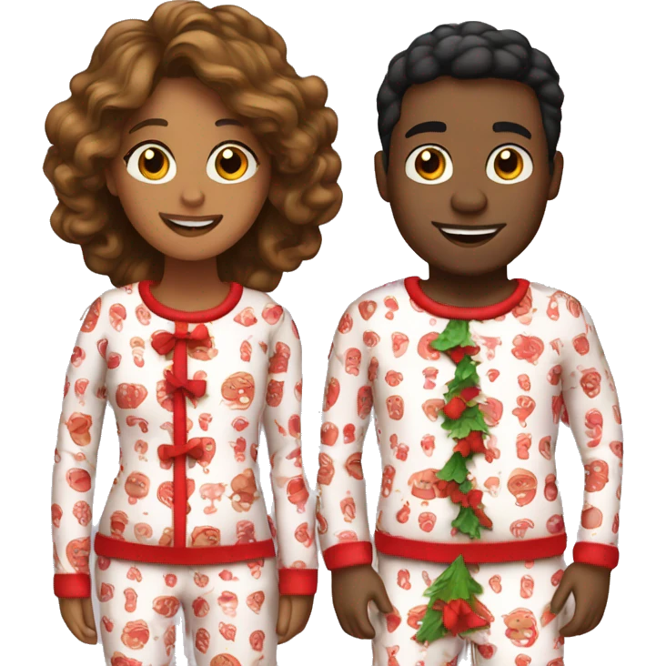 a couple in matching christmas pajamas  emoji