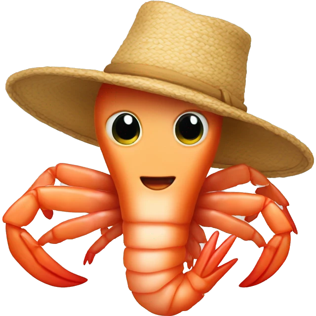 shrimp with hat emoji