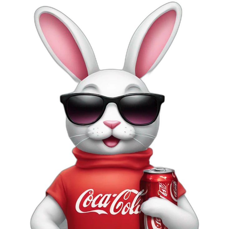 Humanoid bunny with sunglasses and coca cola emoji