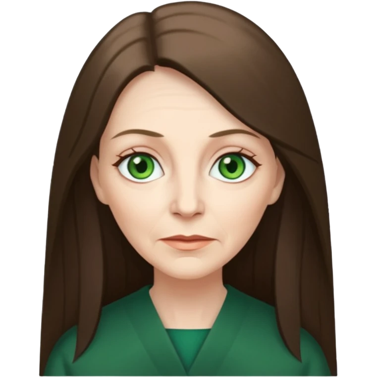 Pretty older woman with green eyes and long straight Ash-brown hair  emoji