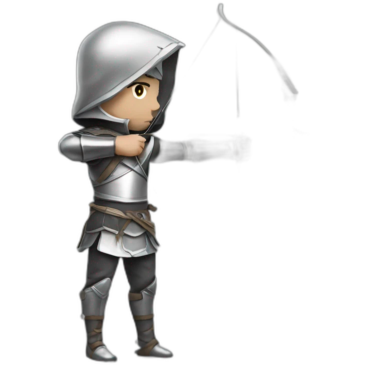 A warlike archer made of silver, looking sideways emoji