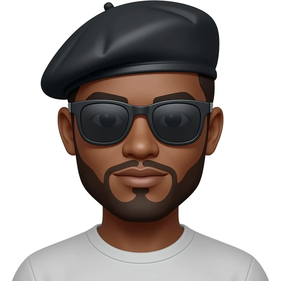 Homme noir avec béret et lunnettes emoji