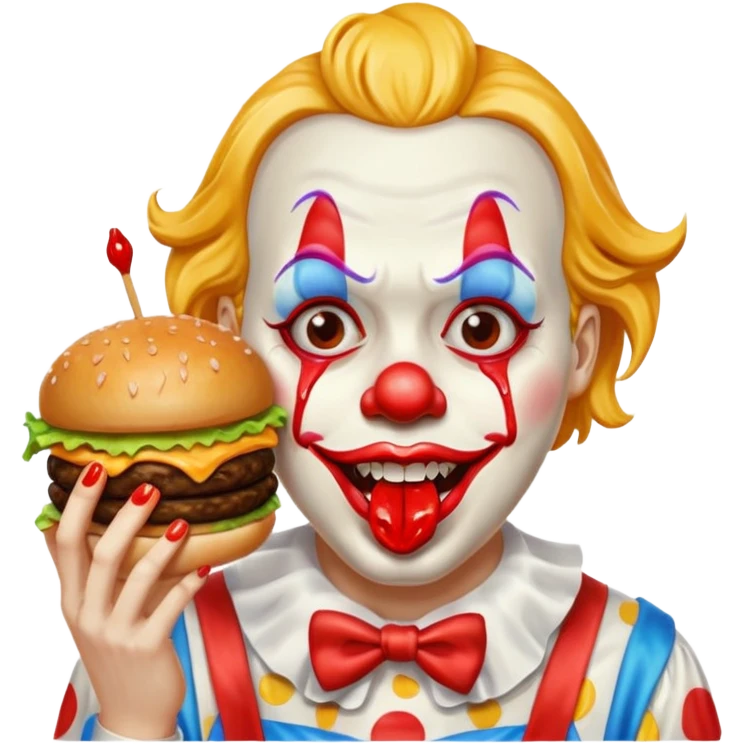 Art the clown from terriffer eating a burger emoji