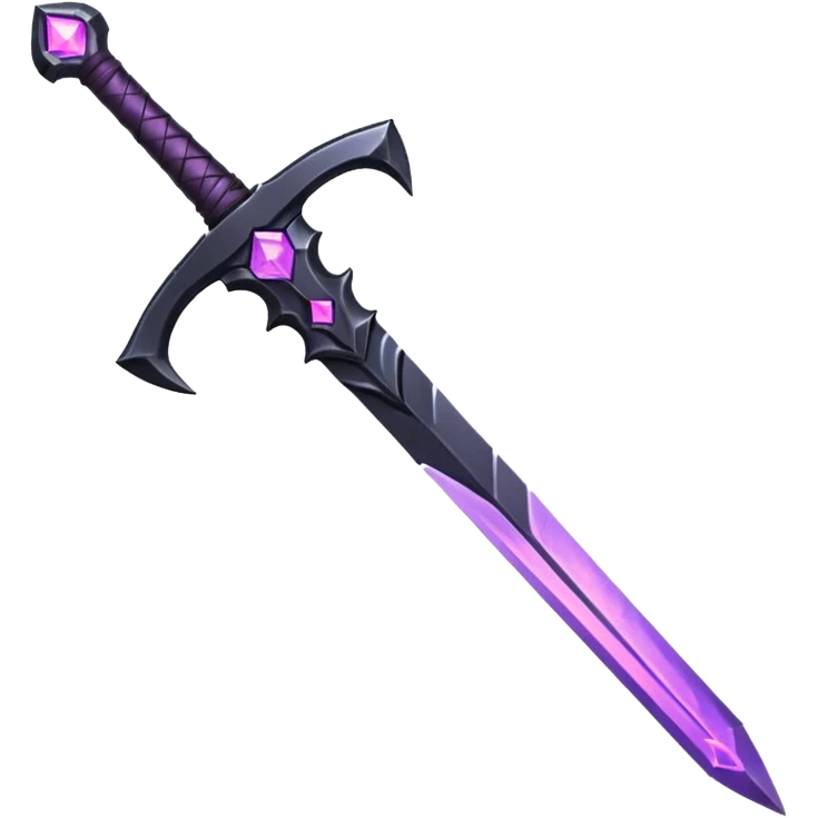 A Discord emoji of a sharpened obsidian blade with a glowing purple rune on the hilt. High-end fantasy style, sleek, metallic black, white background. emoji