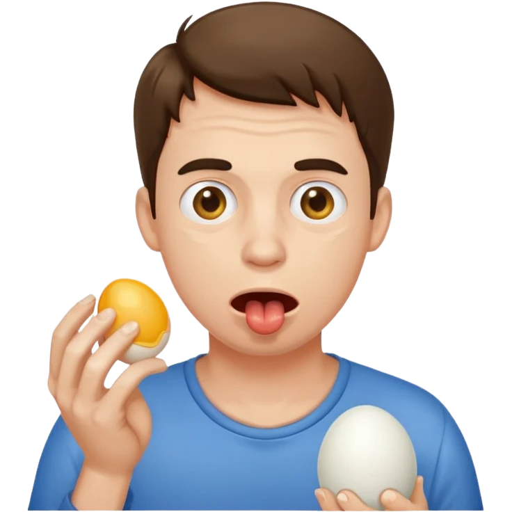 guy drooling alot of spit, holding egg emoji