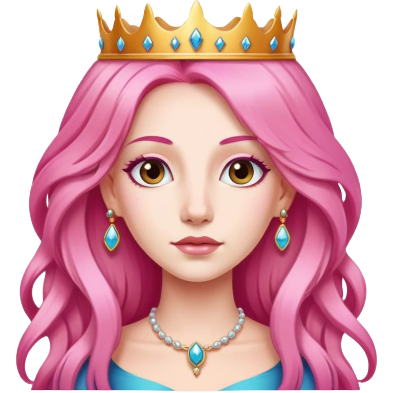 pretty queen with long pink hair emoji