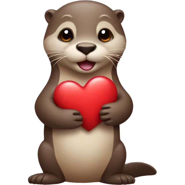Otter holding a heart emoji