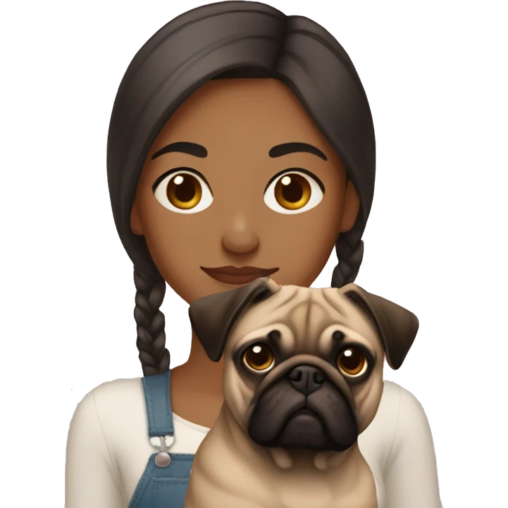 brown girl straight hair with pug emoji