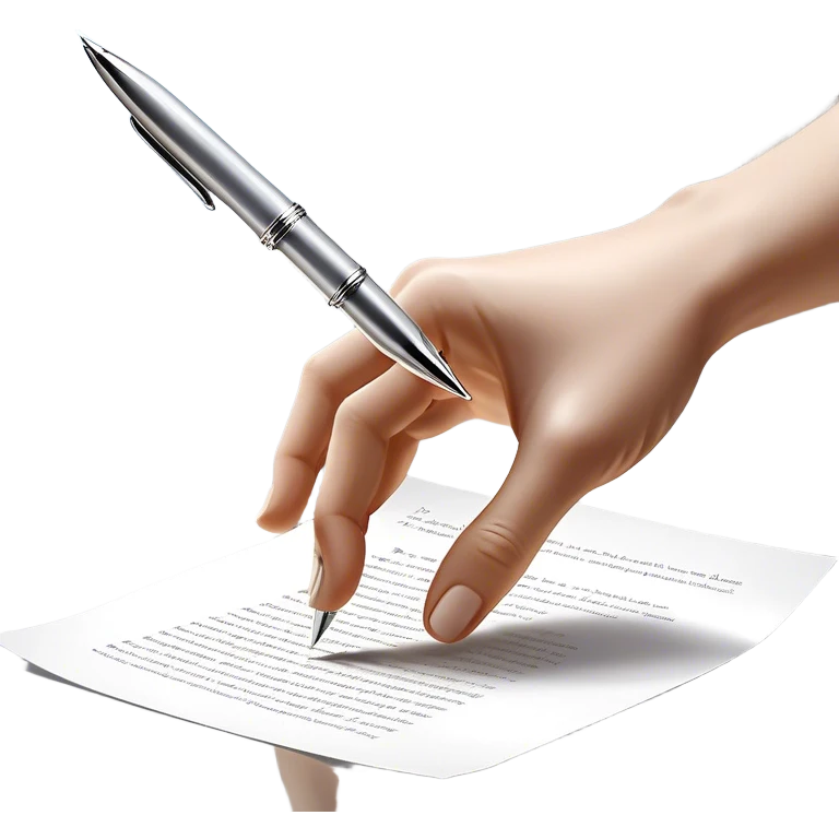 A glowing, slightly transparent hand—representing the future self—emerges from a piece of paper, offering a pen to the present self. The present self’s hand, solid and real, reaches out to take it, symbolizing the moment of choosing action over procrastination, guided by the future self’s wisdom. emoji