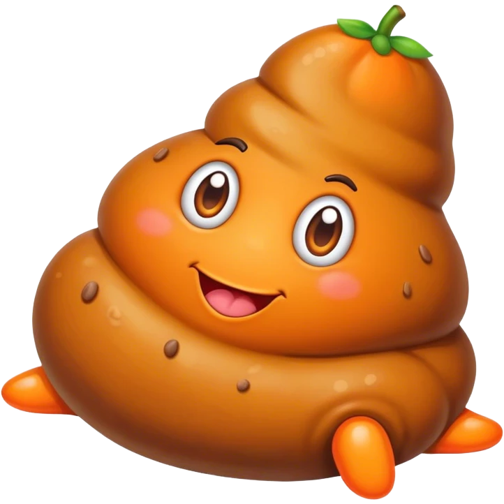 Poop with large feet colored orange emoji